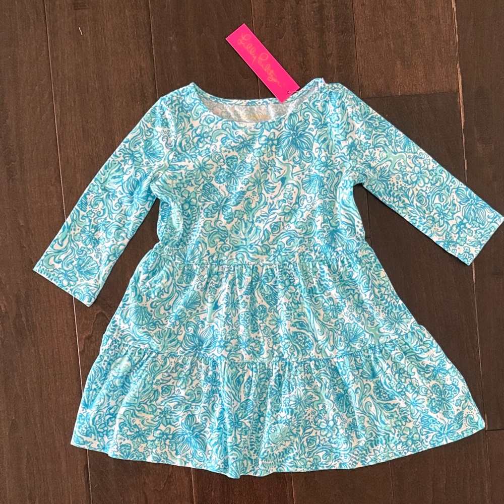 NWT Girls Lilly Pulitzer Mini Geanna Dress in Resort White!